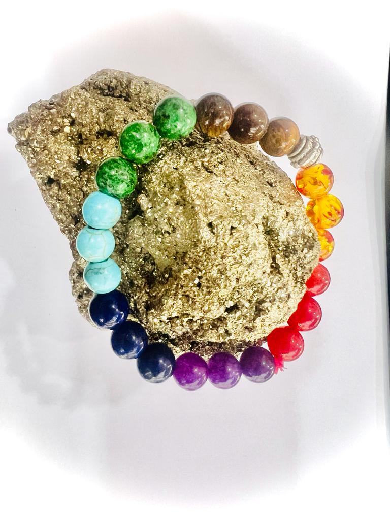 Bracelet Feng Shui 7.5" – Quartz Volcanique Avec Pi Xiu Doré – Guérison Des Chakras