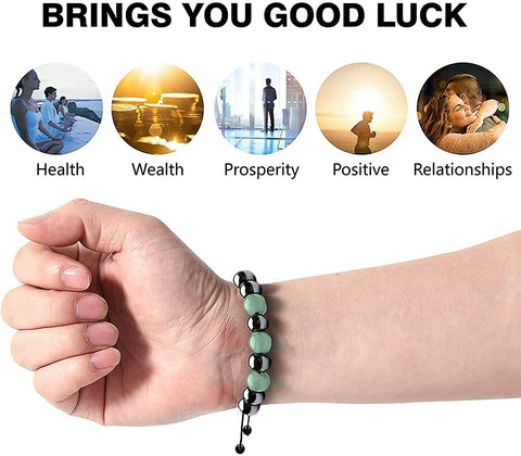 Green Aventurine Hematite Combination Bracelet Adjustable Unisex Bracelet - Vastu Miracles